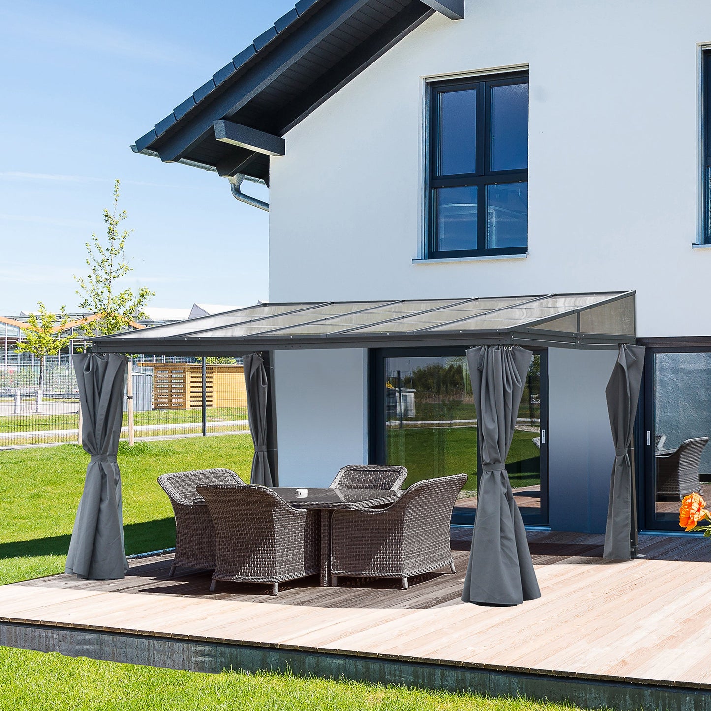 4 x 3M Outdoor Hardtop Gazebo with Curtains