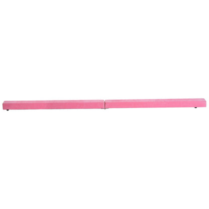Suede Upholstered Wooden Folding Balance Beam Trainer Pink