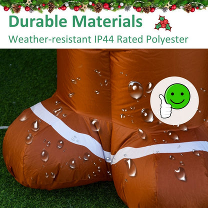 Homcom 1.8m LED Polyester Outdoor Christmas Inflatable Gingerbread Man