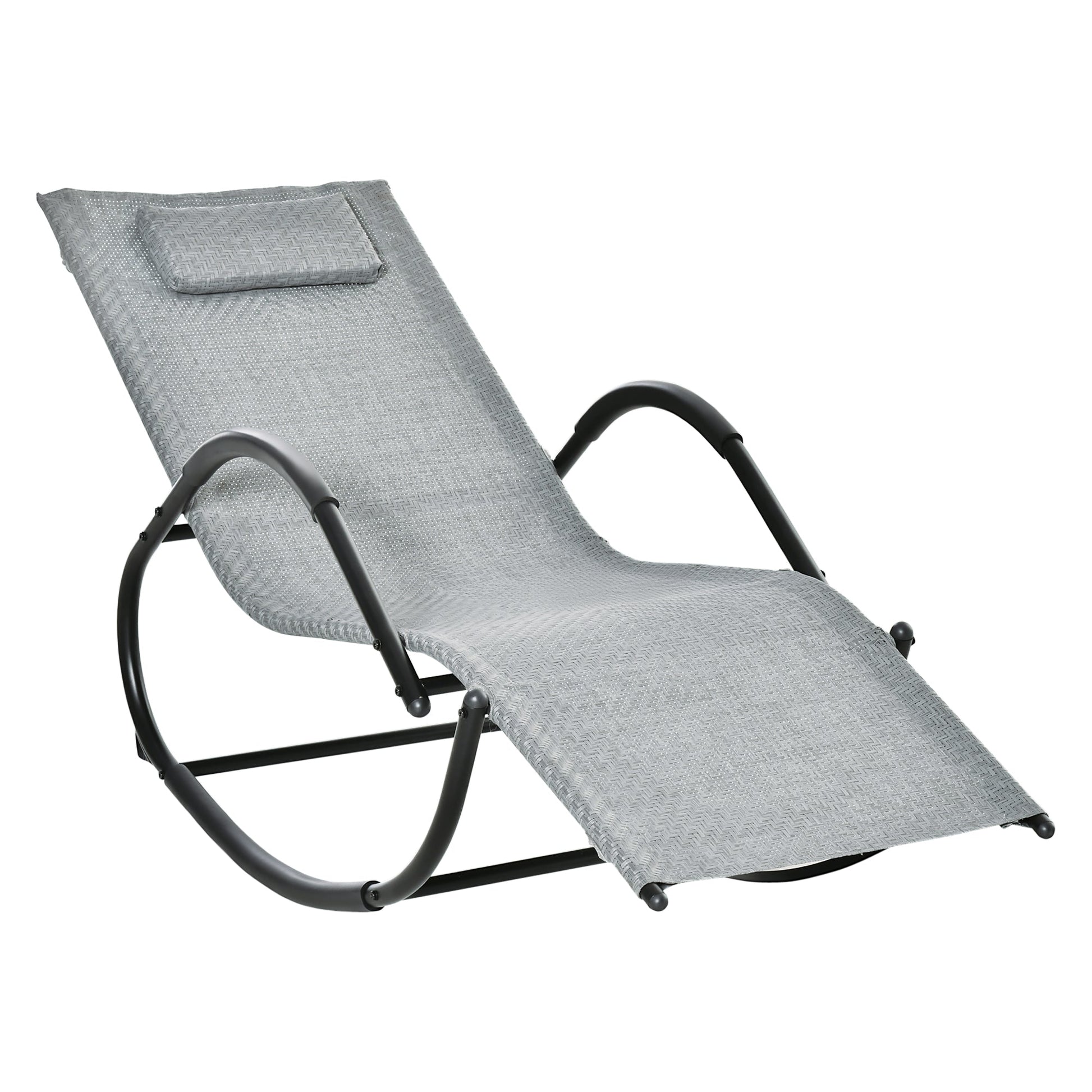 Zero Gravity Rocking Lounge Chair w/ Pillow for Indoor & Outdoor Texteline Grey Primary Image