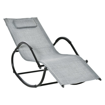 Zero Gravity Rocking Lounge Chair w/ Pillow for Indoor & Outdoor Texteline Grey Primary Image