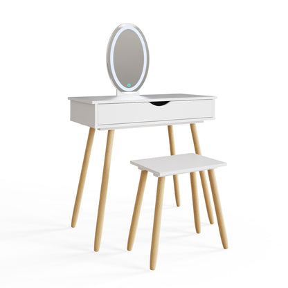 Signy Tall Dressing Table Set White 1 Drawer