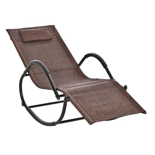 Zero Gravity Rocking Lounge Chair w/ Pillow for Indoor & Outdoor Texteline Brown