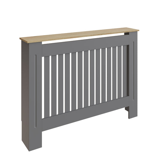 Longslow Large Radiator Cover Grey & Oak 1 Shelf