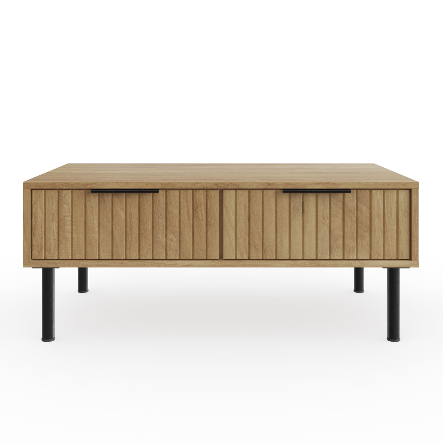 Nervata Coffee Table Oak & Black 2 Drawers