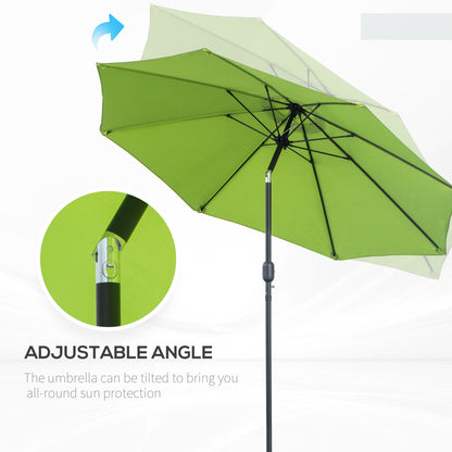 2.7M Patio Sun Umbrella Parasol Tilt Shade Shelter Canopy Aluminium Frame Light Green