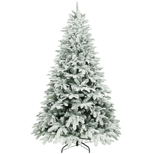 7ft Christmas Tree Artificial - White Frosted Green  1867 Tips