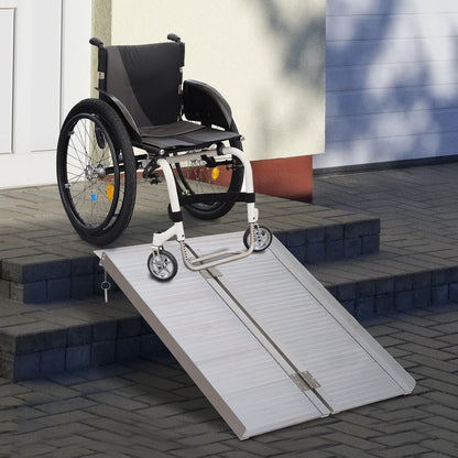 Folding Aluminum Ramp Wheelchairs/Scooters/Pet Mobility Ramp W/Handle 38.5"