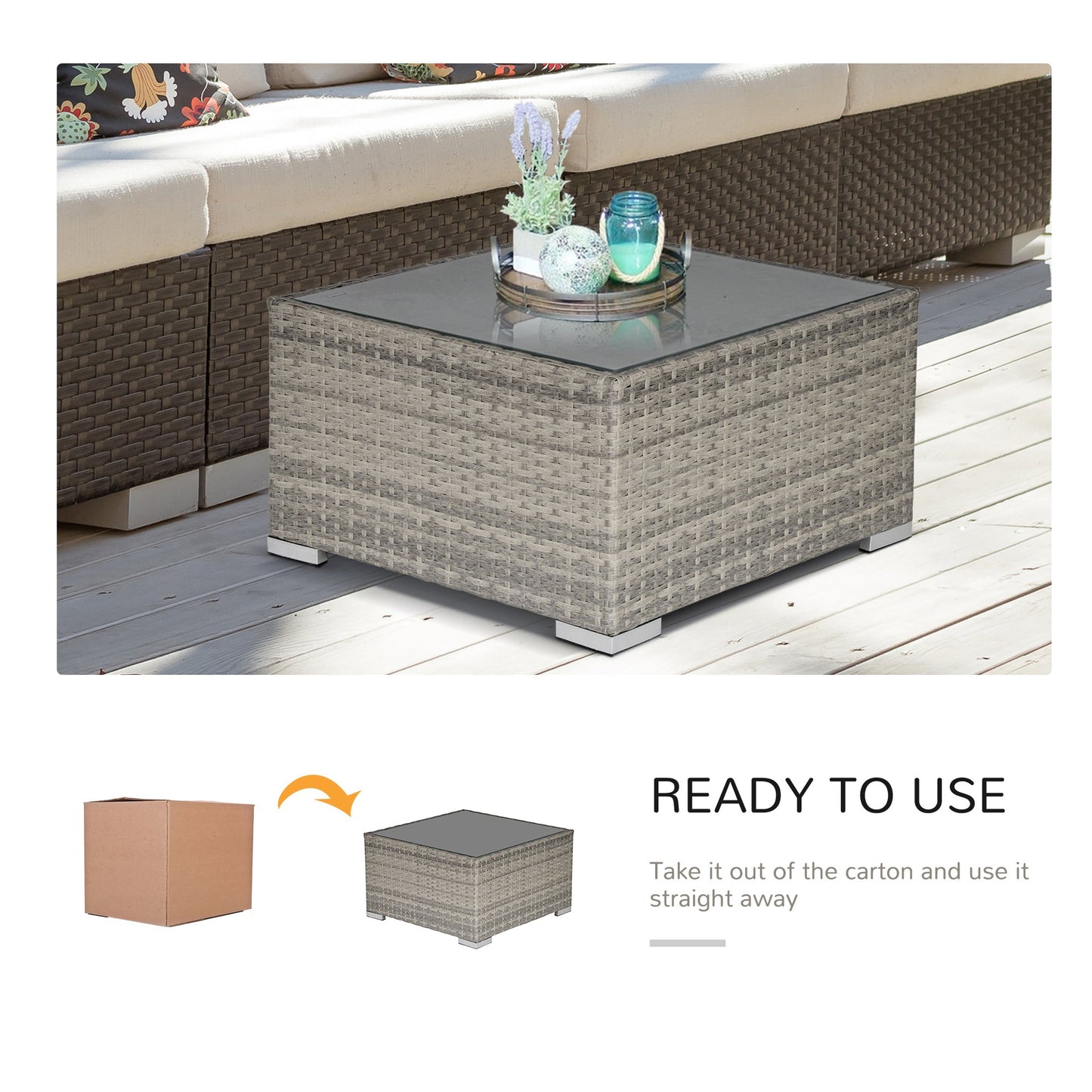 Square PE Wicker Rattan Table