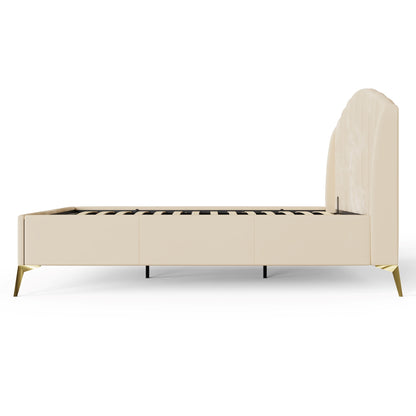 Pettine King Size Ottoman Bed Wood & Fabric Natural 5 x 7ft