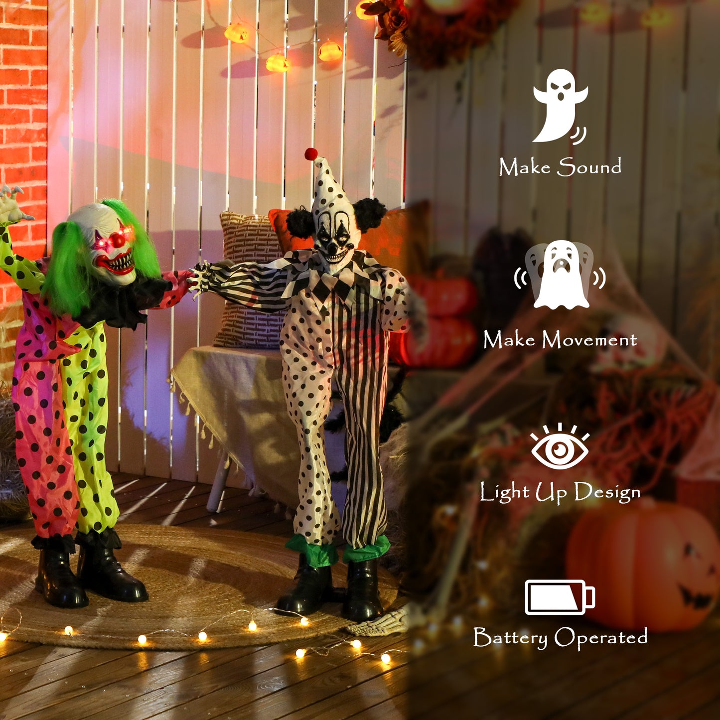 Animated Stacking Clowns Halloween Decoration - 180cm