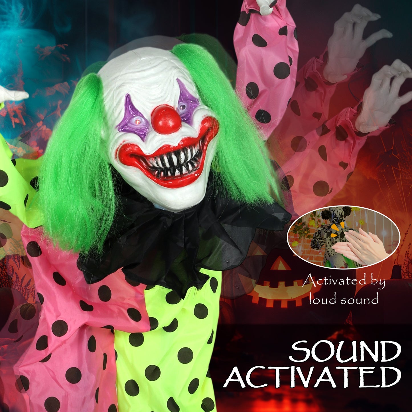 Animated Stacking Clowns Halloween Decoration - 180cm