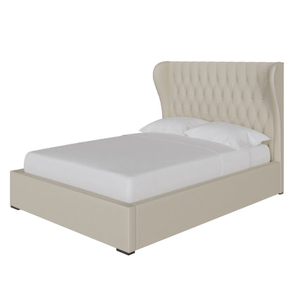 Dakota Double Ottoman Bed Wood & Fabric Natural 6 x 7ft