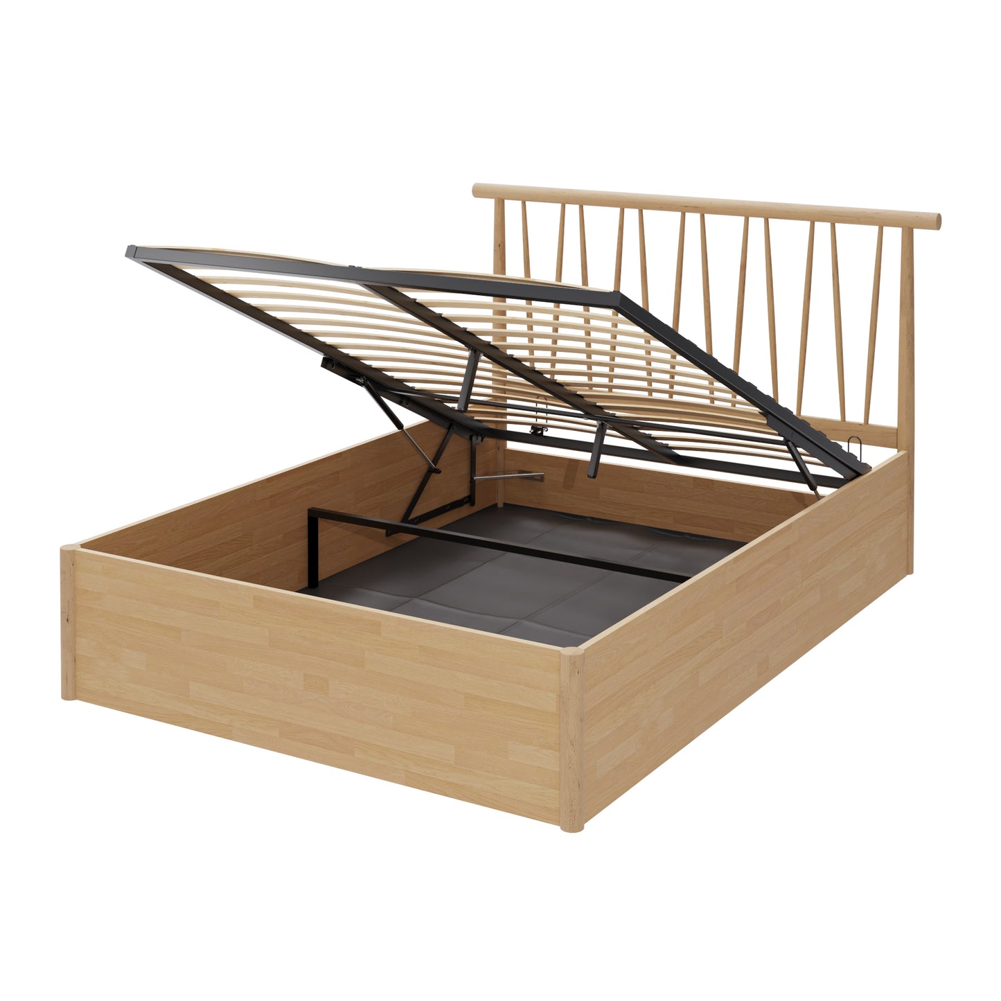 Fusum Small Double Ottoman Bed Oak 5 x 7ft