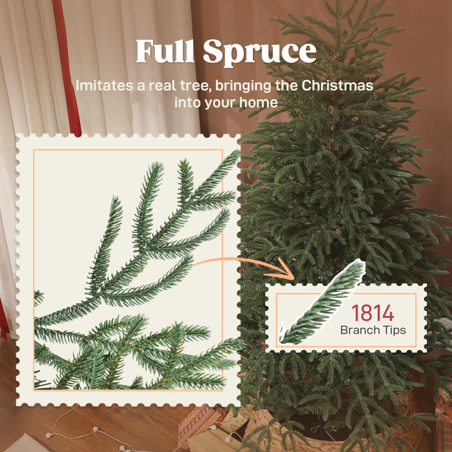 6ft Full Spruce Christmas Tree Artificial -  1814 Tips