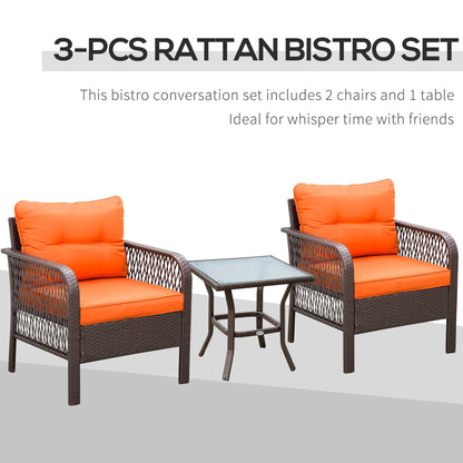 Outsunny 3 Pieces Patio PE Rattan Bistro Set