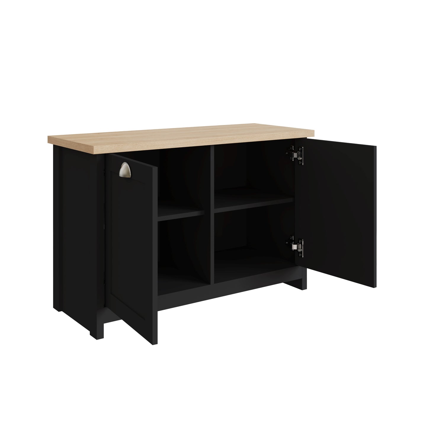 Lancaster Shoe Storage Black & Oak 2 Doors 4 Shelves