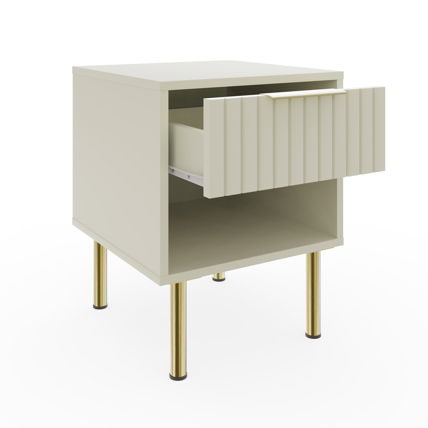 Nervata Side Table White & Gold 1 Shelf 1 Drawer