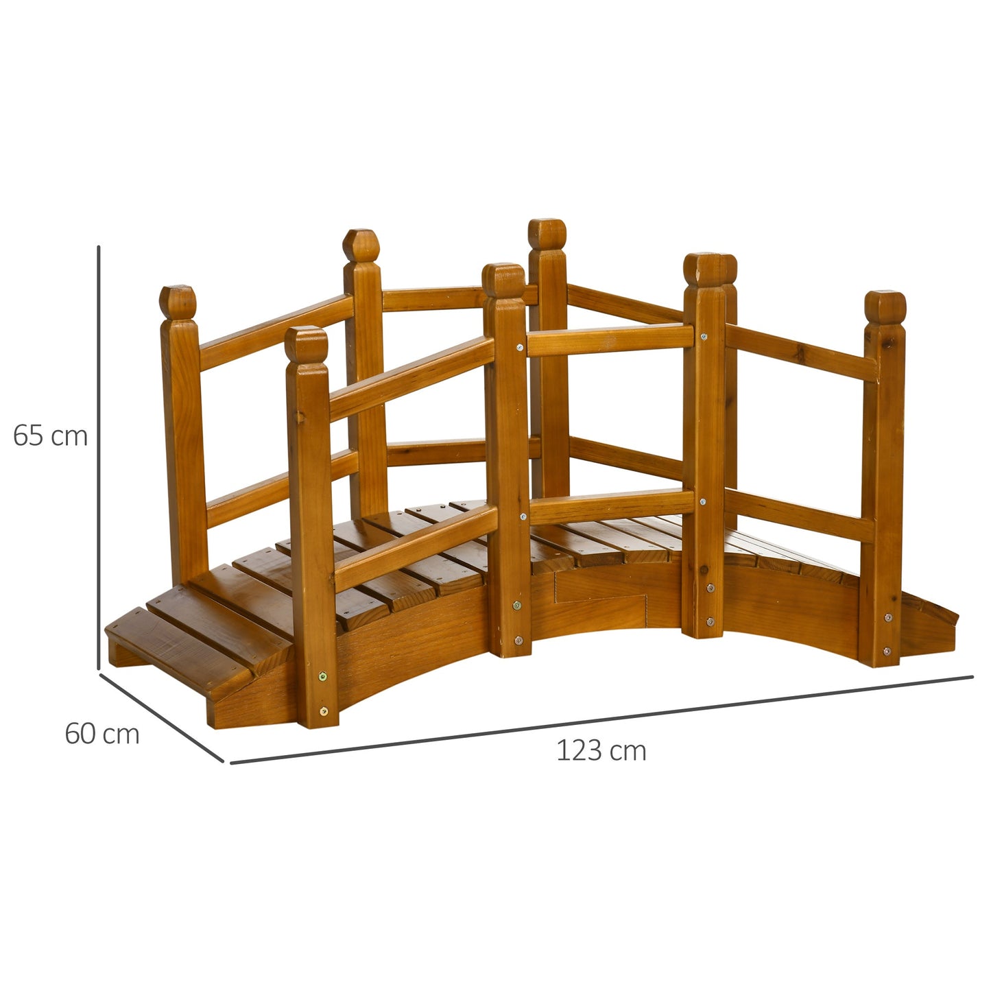 Outsunny Wooden Garden Bridge with Safety Railings