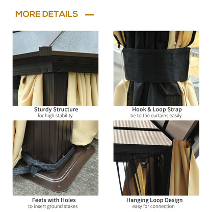 3.6 x 4m Hardtop Gazebo Canopy with Polycarbonate Roof and Aluminium Frame