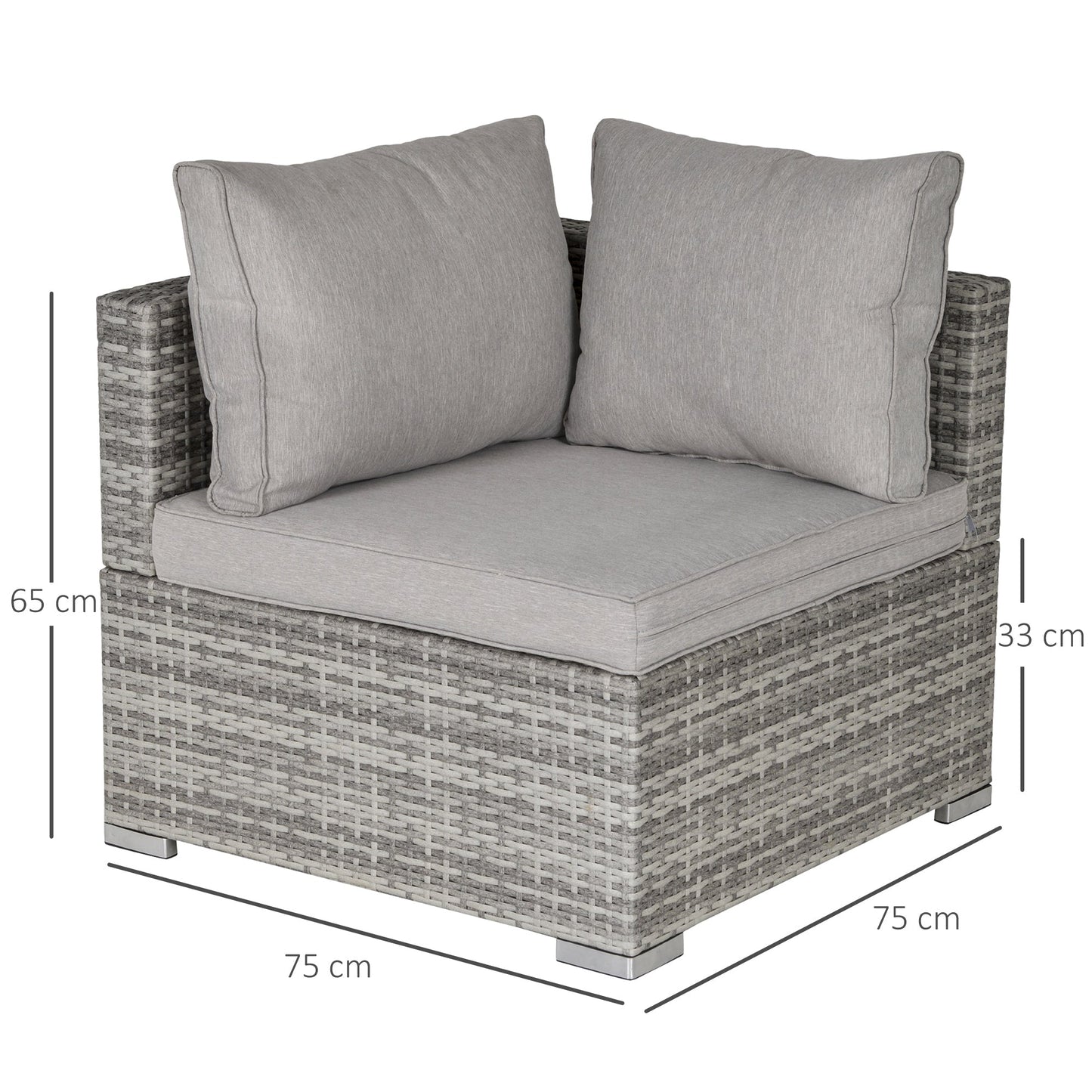 PE Rattan Wicker Corner Sofa Garden Furniture Single Sofa Chair w/ Cushions