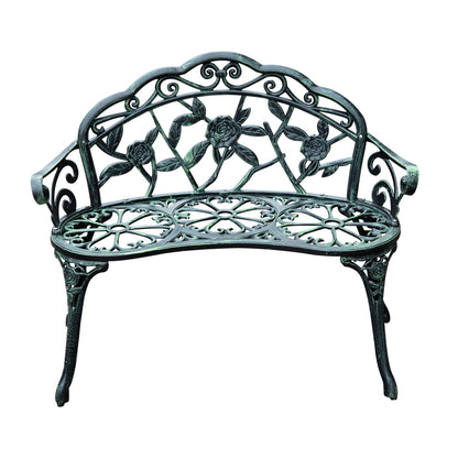 Cast Aluminum Garden Bench-Antique Green