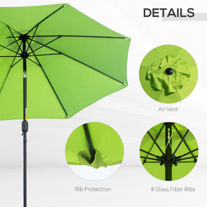 2.7M Patio Sun Umbrella Parasol Tilt Shade Shelter Canopy Aluminium Frame Light Green