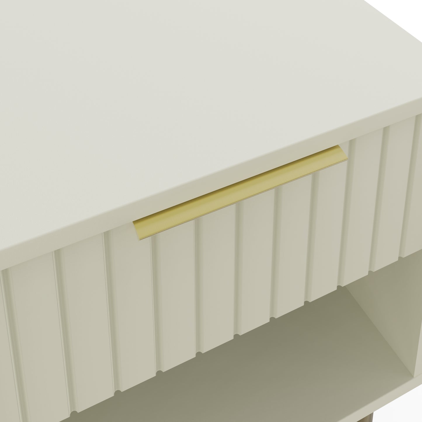 Nervata Side Table White & Gold 1 Shelf 1 Drawer