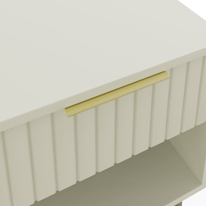 Nervata Side Table White & Gold 1 Shelf 1 Drawer