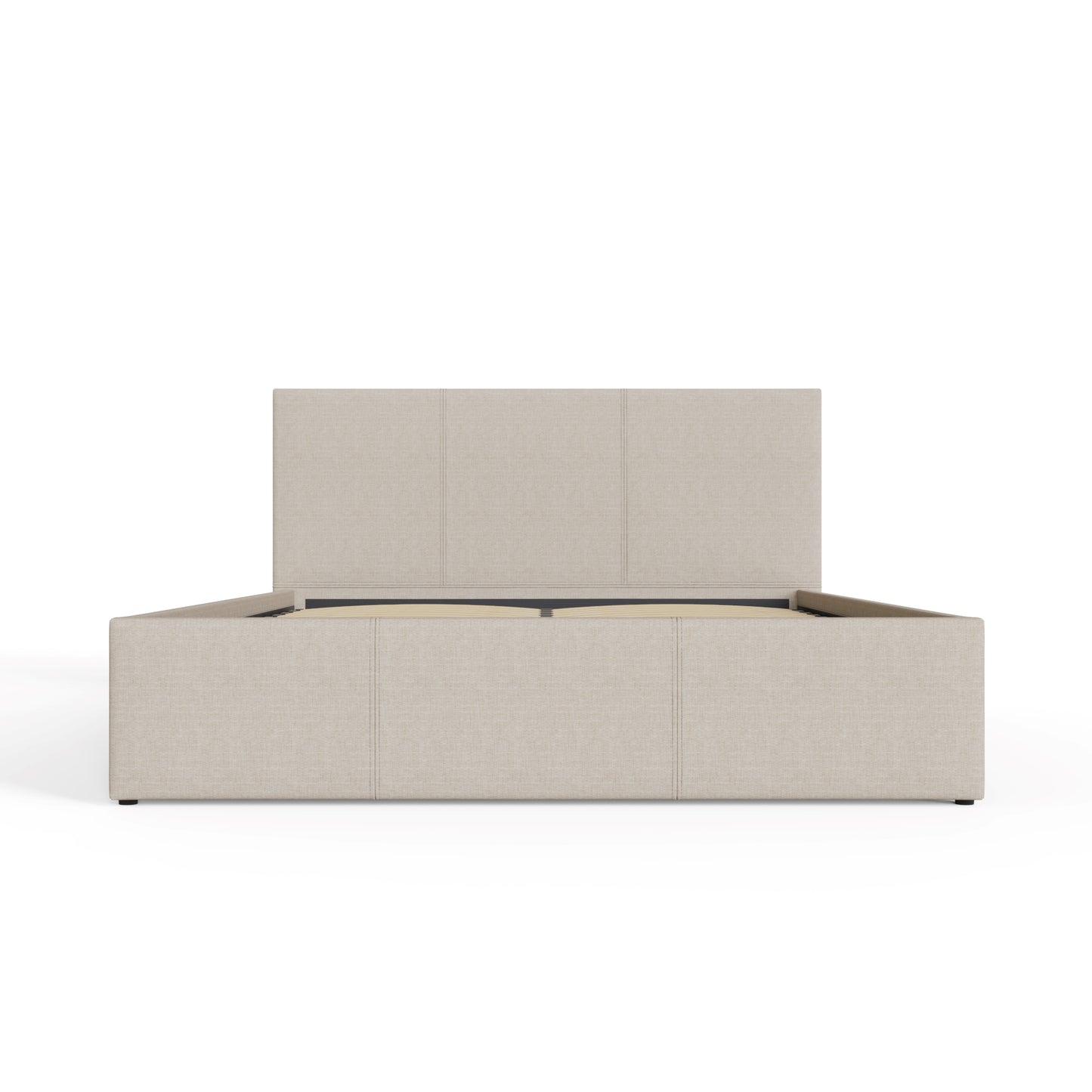 End Lift Double Ottoman Bed Metal & Wood Natural 5 x 7ft