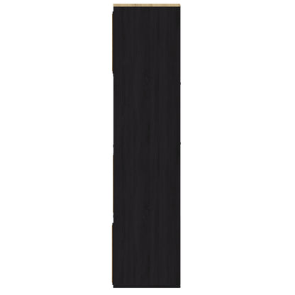 Kube Tall Sideboard Black & Light Oak 4 Shelves 4 Drawers