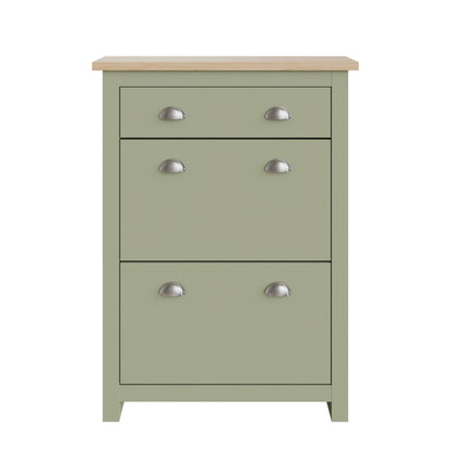 Lancaster Tall Shoe Storage Green 2 Doors 4 Shelves 1 Drawer Primary Image