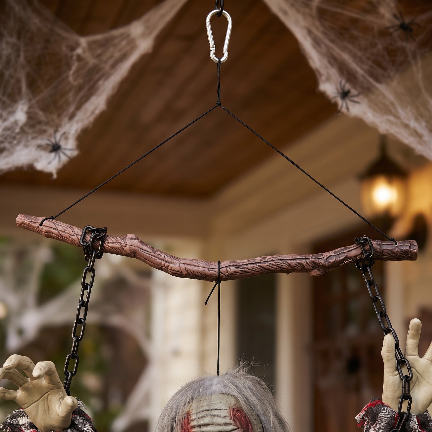 Animated Hanging Zombie Halloween Decoration - 110cm