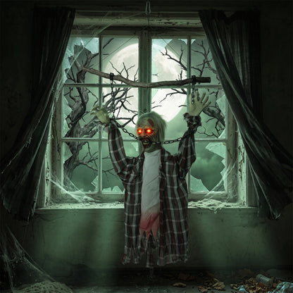 Animated Hanging Zombie Halloween Decoration - 110cm