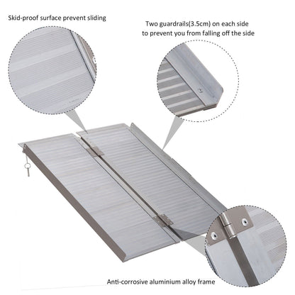 Folding Aluminum Ramp Wheelchairs/Scooters/Pet Mobility Ramp W/Handle 38.5"
