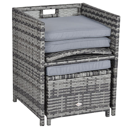 8 Seater Rattan Dining Set Garden Furniture Cushion Seat Woven Rattan Grey