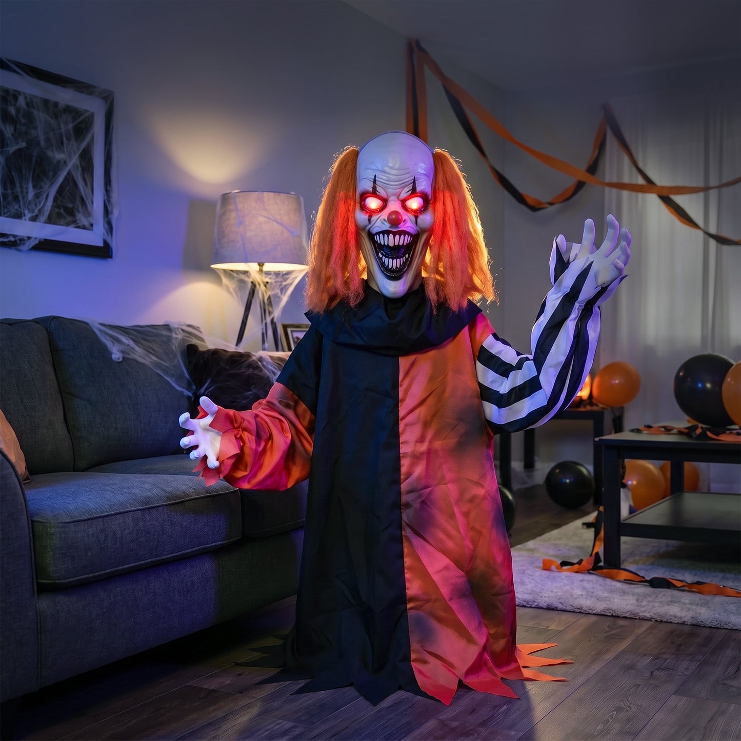 Animated Scary Clown Halloween Decoration - 85cm