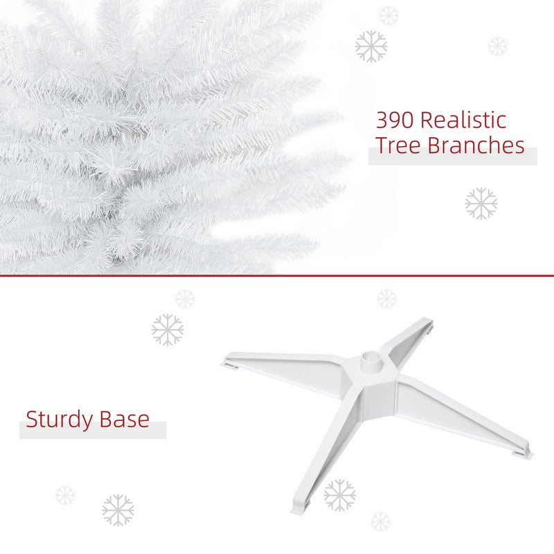 6FT Artificial Pine Pencil Slim Tall Christmas Tree with 390 Branch Tips Xmas Holiday Décor with Stand White