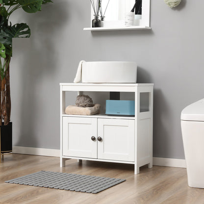kleankin Pedestal Under Sink Cabinet with Double Doors