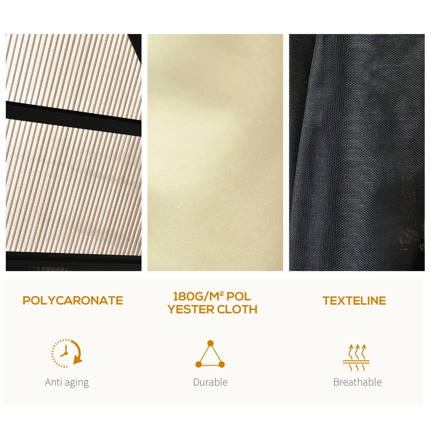 3.6 x 4m Hardtop Gazebo Canopy with Polycarbonate Roof and Aluminium Frame