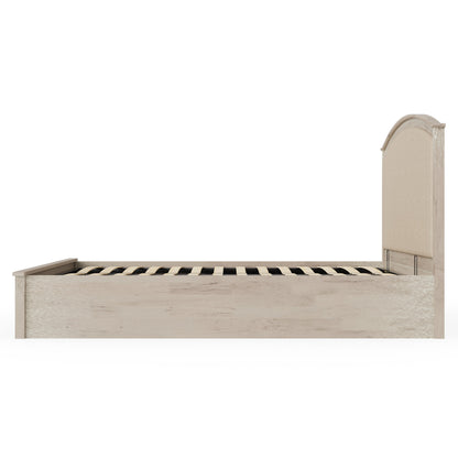 Madrid Double Ottoman Bed Wood & Fabric Light Oak 5 x 7ft