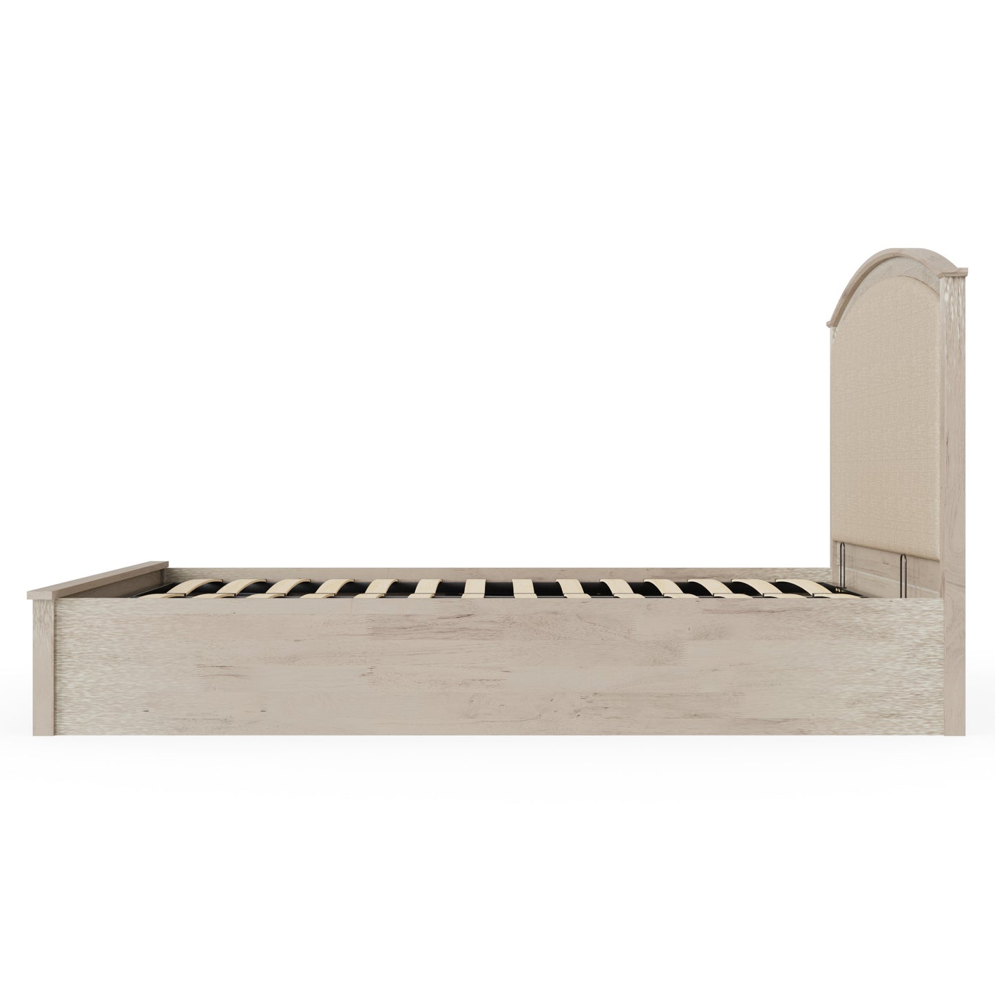 Madrid King Size Ottoman Bed Wood & Fabric Light Oak 5 x 7ft