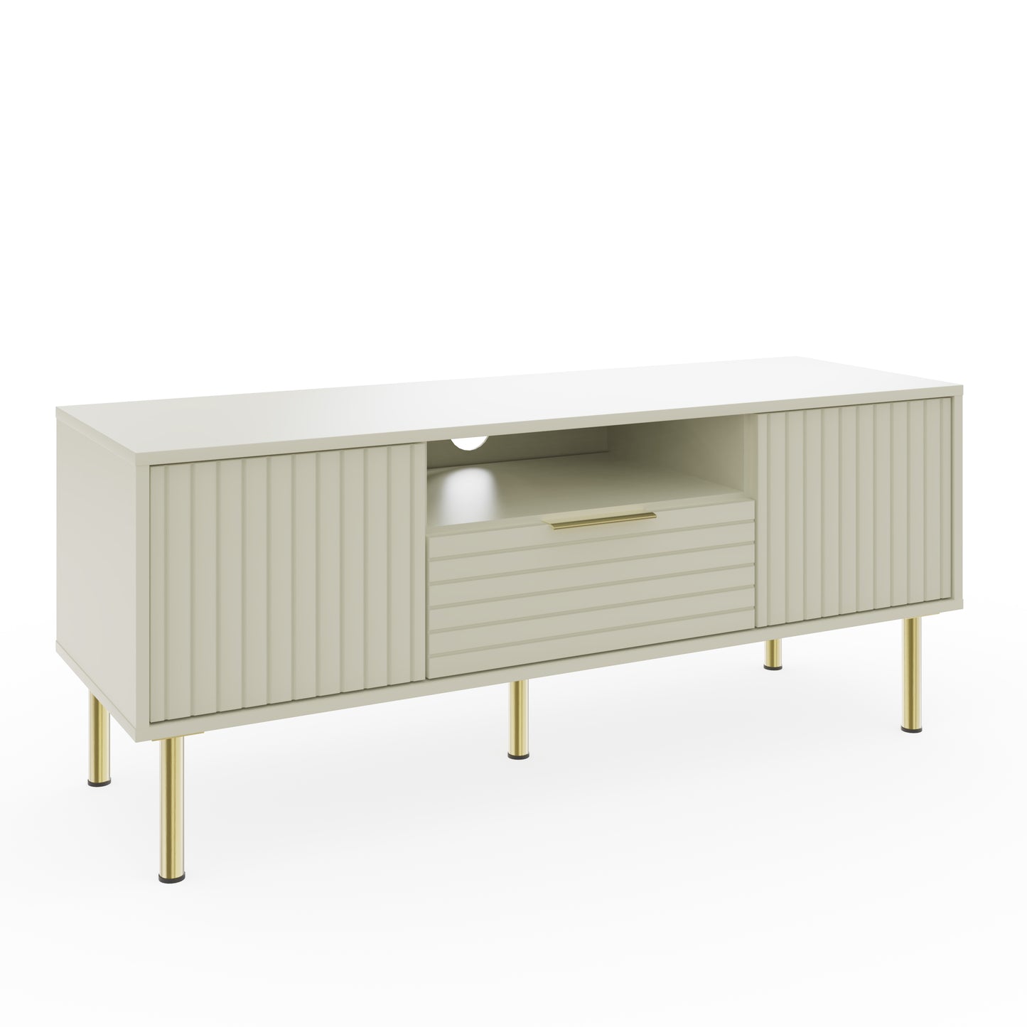 Nervata TV Unit White & Gold 1 Shelf 1 Drawer 2 Doors