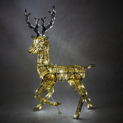 Christmas Light Up Reindeer Gold Stag & Doe Set