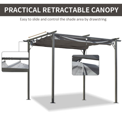 3 x 3M Metal Pergola with Retractable Roof