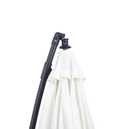 3M Cantilever Umbrella 18 Ribs & Vents Adjustable Angle for Patio Cream White