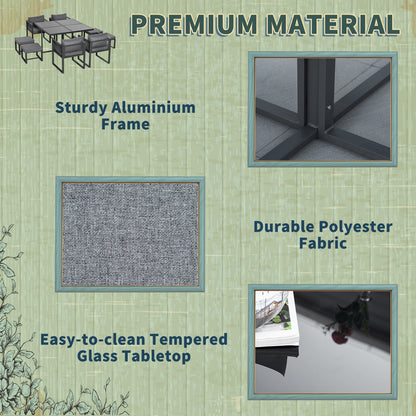 8 Seater Garden Dining Cube Set Aluminium Outdoor Furniture Set Dining Table