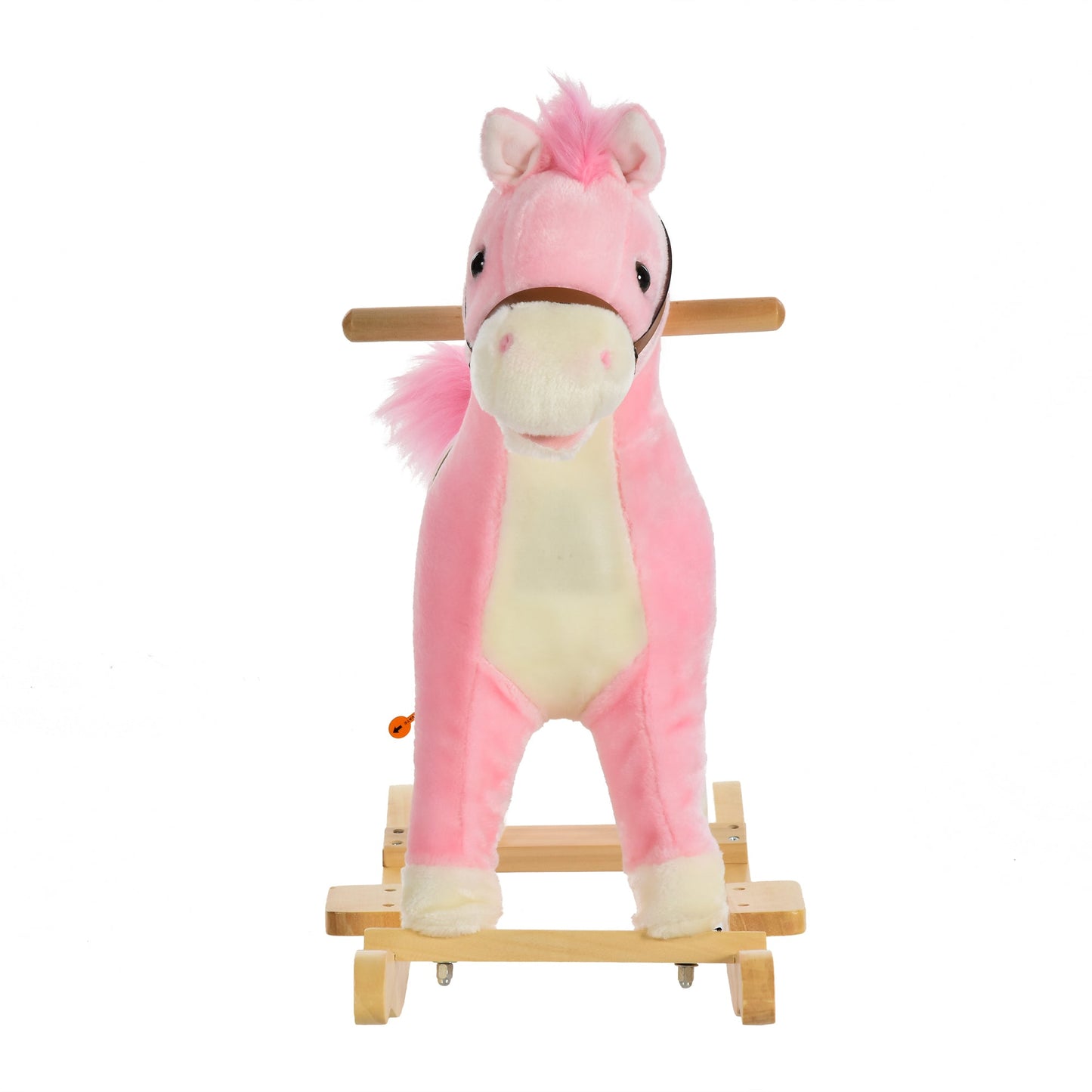 Kids Plush Rocking Horse w/ Sound Moving Mouth Wagging Tail Children Rocker Ride On Toy Gift 36 - 72 Months Pink