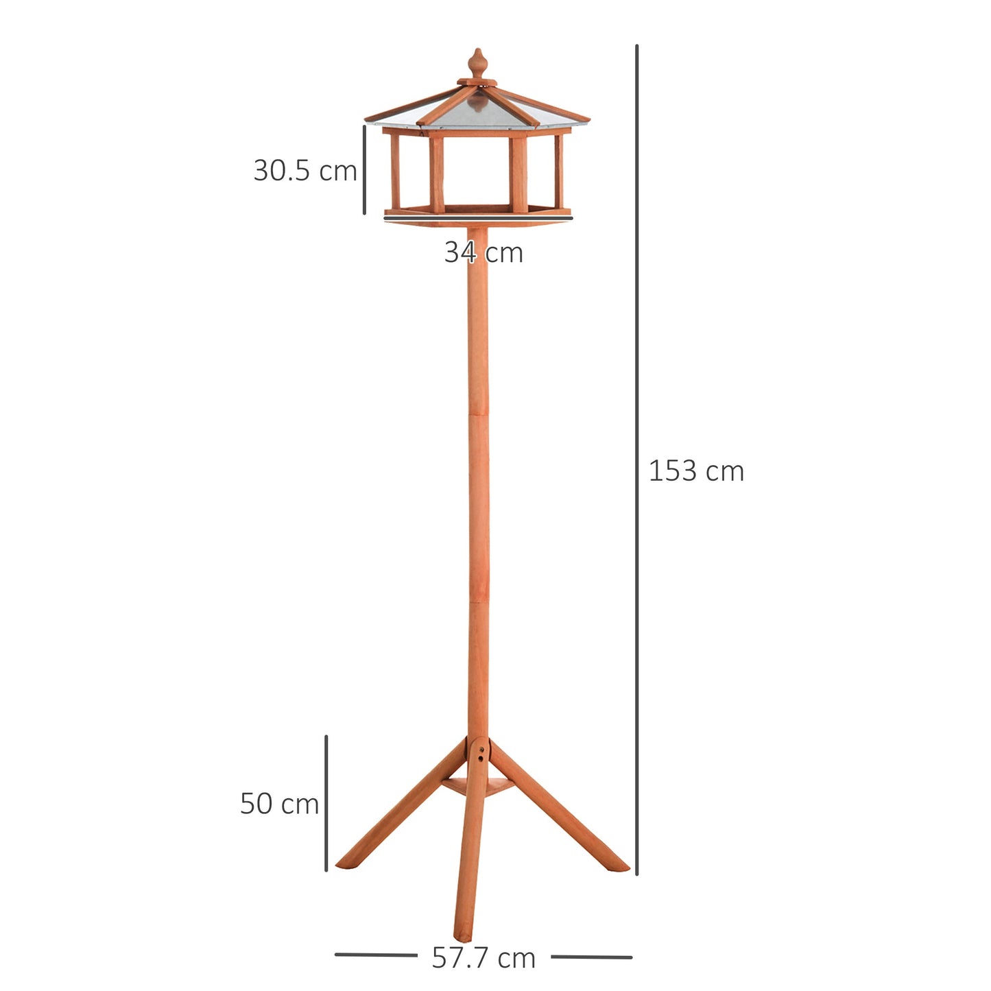 Charm 153cm High Rise Bird Feeder Table Natural by Pawhut