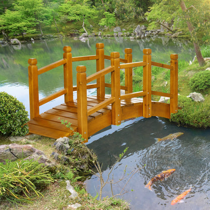 Outsunny Wooden Garden Bridge with Safety Railings